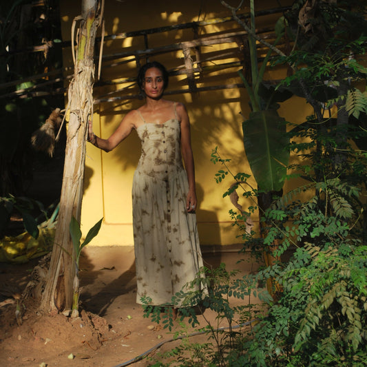 'nutmeg' splatter-dye dress I
