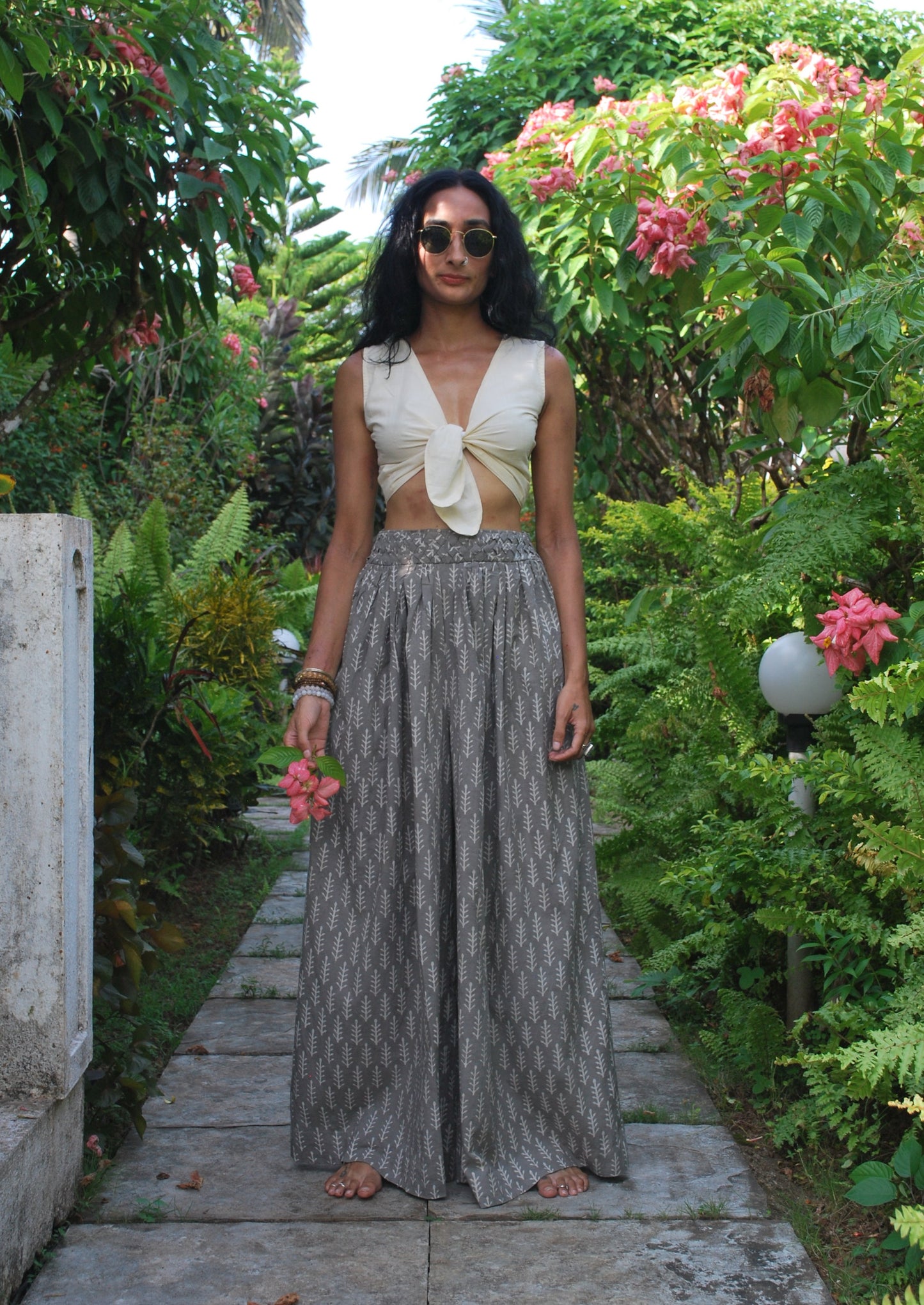 'bajra' weave-waist palazzo