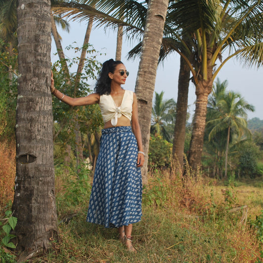 sugu skirt with weave waist & bias cut