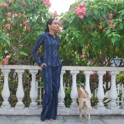 'midnight in assagao' fitted ikat shirt