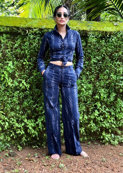 'midnight in assagao' straight-leg ikat trousers